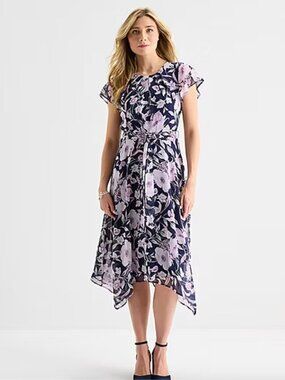 Floral Midi Dress in Lavender/Navy (NWT - 50% OFF!)